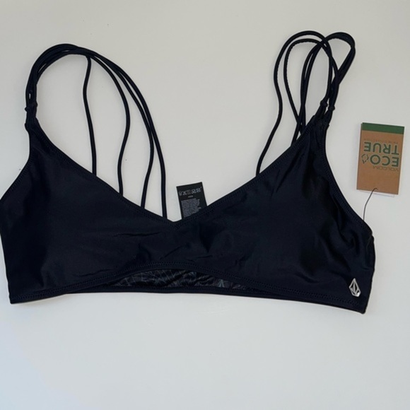 Volcom‎ Women's Simply Solid V Neck Bikini Top, Black, XXL - Picture 5 of 10